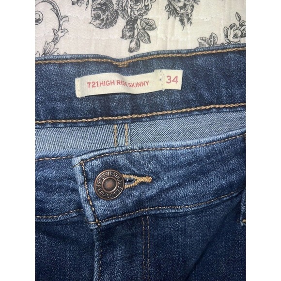 LEVI'S 721 WOMEN'S HIGH RISE SKINNY JEAN Stretch Blue Denim sz 34 x 25 Jeans - Picture 6 of 9